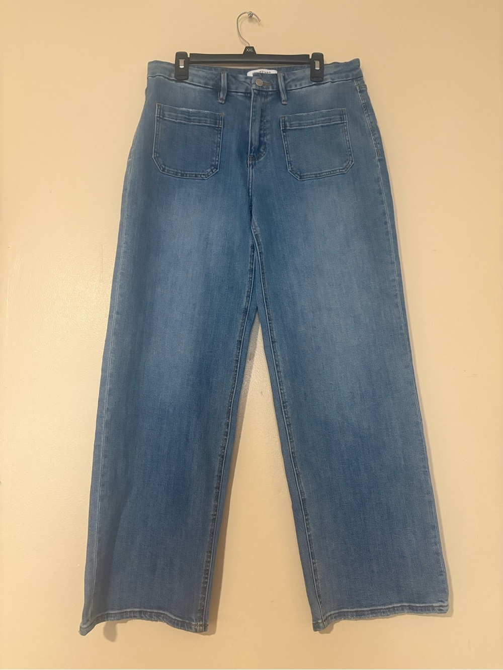 High-Rise Wide-Leg Jeans in Medium Blue Denim